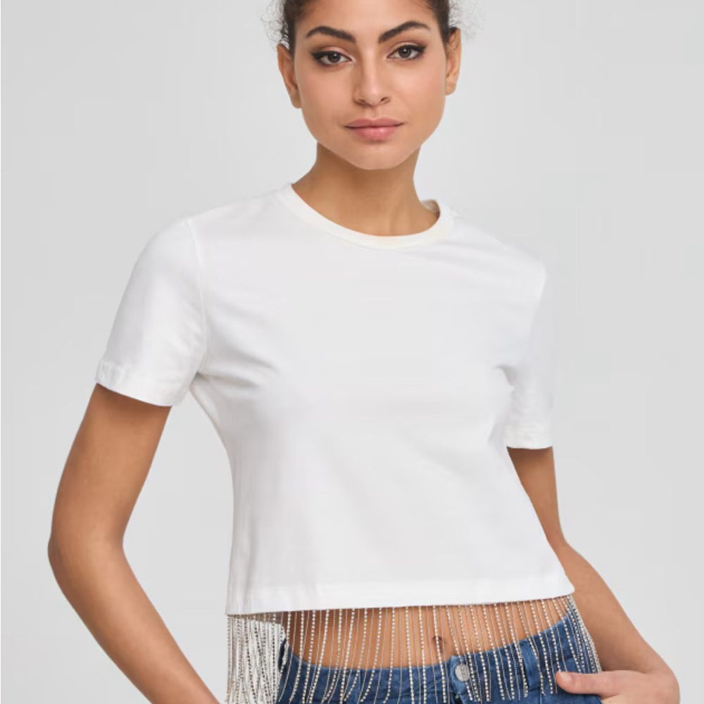 White Fringe Detail Women's Top